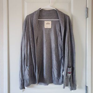 Grey Hollister Women's Cardigan - Size L